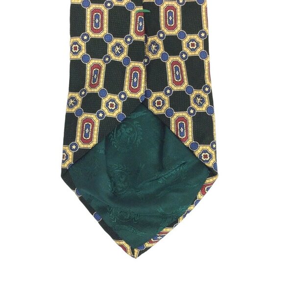 Tommy Hilfiger Mens Silk Geometric Tie Yellow Blue Red 60x4 Classic Made In USA - Picture 6 of 8